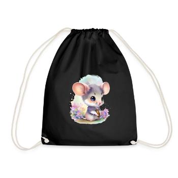 Souris mignonne - Sac de sport léger - noir - Devant