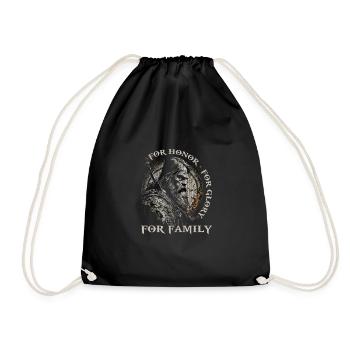 Wikinger Spruch, Honor Glory Family, Norse Viking - Turnbeutel - Schwarz - Vorne