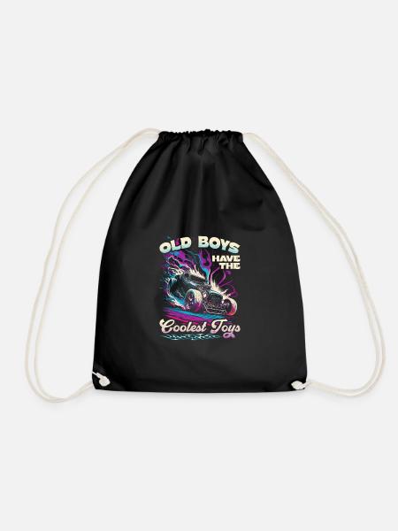Hot Rod Grandpa, Old Boys Coolest Toys, Muscle Car - Drawstring Bag - black
