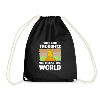 Buddha Monk Namaste Buddhism I Gift - Drawstring Bag - black - Front