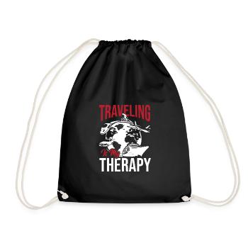 Reisen ist meine Therapie - Turnbeutel - Schwarz - Vorne