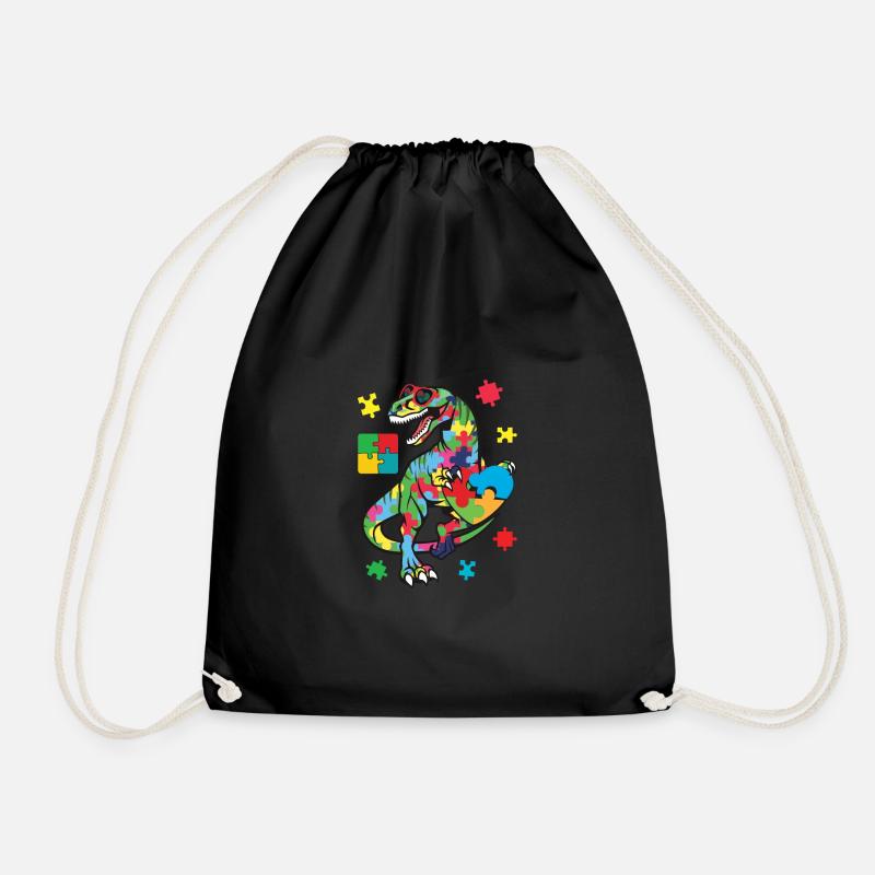 T Rex Autismus-Autisme-Puzzle - Sac de sport léger - noir