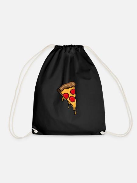 Pizza Food Food Italy Salamipizza - Drawstring Bag - black