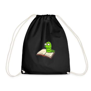 Bücherwurm Leseratte Bücher Lesen Kind Schulanfang - Turnbeutel - Schwarz - Vorne