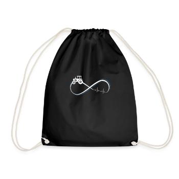 Tractor agriculture farmer gift · heartbeat - Drawstring Bag - black - Front