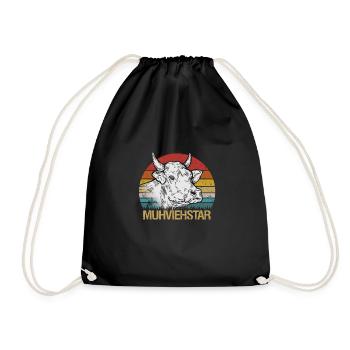 Kuh Tier Kühe Bauernhof Geschenk · Muhviehstar - Turnbeutel - Schwarz - Vorne