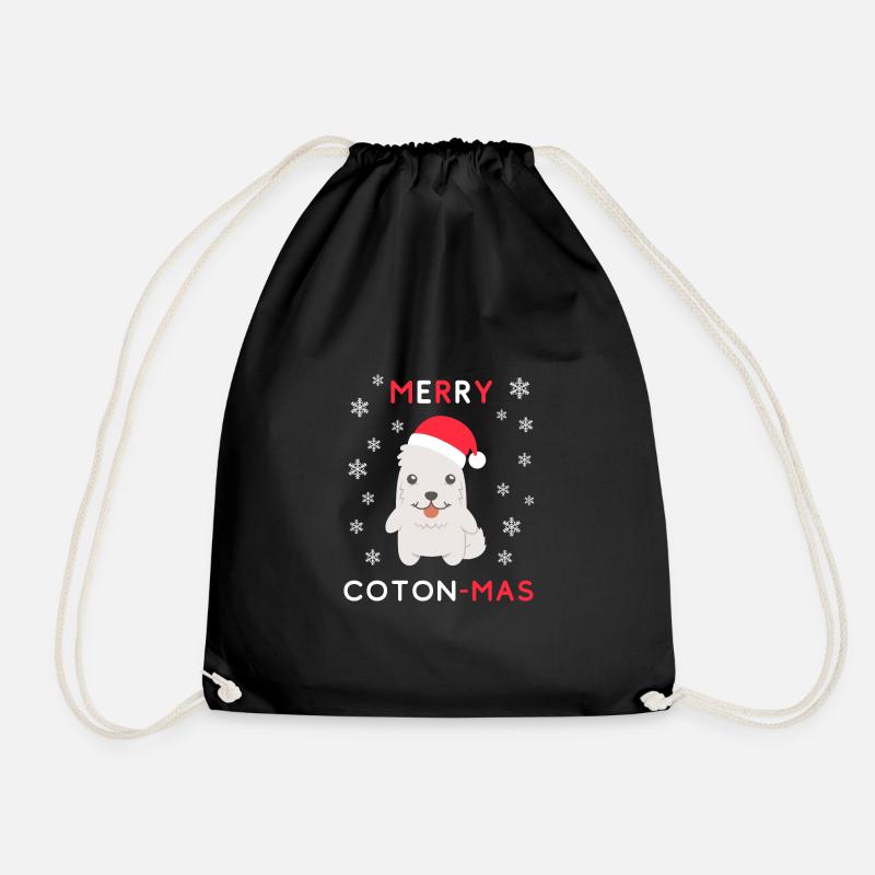 Merry Coton Mas - Funny Christmas Coton de Tulear - Turnbeutel - Schwarz