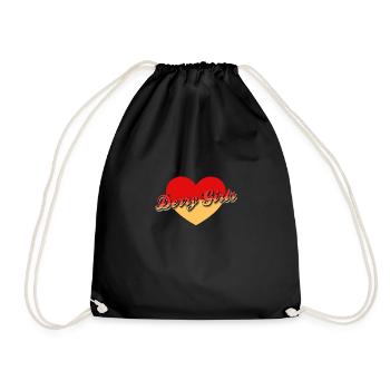Heart Derry Girls Heart Girls Ireland Wales Gift - Drawstring Bag - black - Front