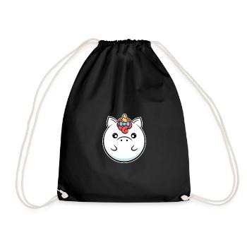 Rundes Einhorn Einhorn das letzte Einhorngeschenk - Turnbeutel - Schwarz - Vorne