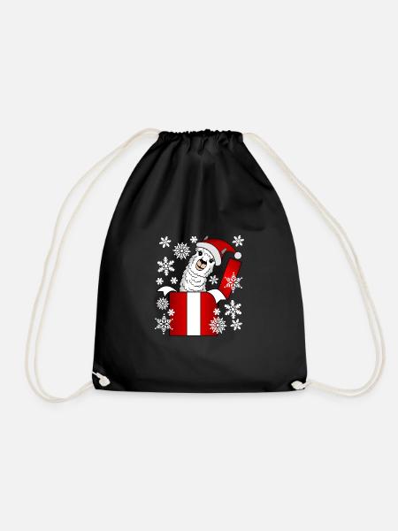 Lama Alpaka Weihnachten Geschenk T-Shirt Shirt - Turnbeutel - Schwarz