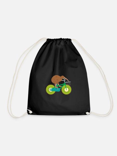 Kiwi cyclist - Drawstring Bag - black