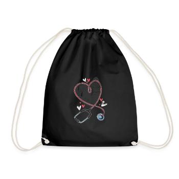 Stethoscope heart - Drawstring Bag - black - Front