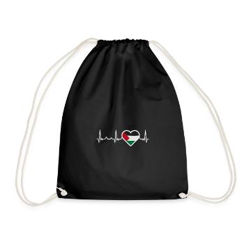 Palestine heart love - Drawstring Bag - black - Front