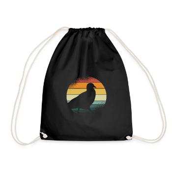 Pigeon rétro - Sac de sport léger - noir - Devant