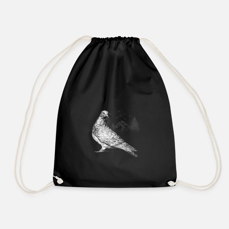 Pigeon Animal Lovers Dovecote - Drawstring Bag - black