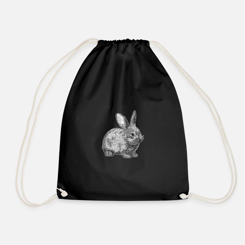 Rabbit Children Nature - Drawstring Bag - black