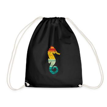Seahorse Horse - Drawstring Bag - black - Front
