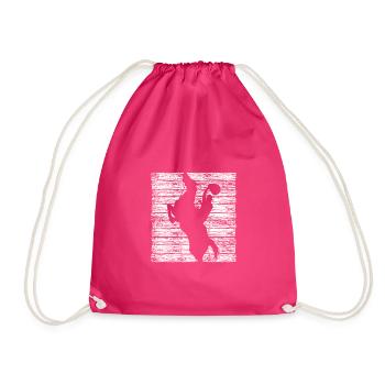 Cowboy horse cowboy boots - Drawstring Bag - fuchsia - Front