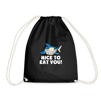 Drôle de requin cadeaux agréables à manger vous drôle de requin - Sac de sport léger - noir - Devant