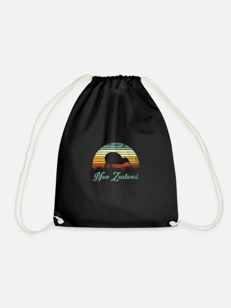 Retro Neuseeland Kiwi - Turnbeutel - Schwarz