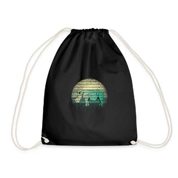 Retro rhino africa - Drawstring Bag - black - Front