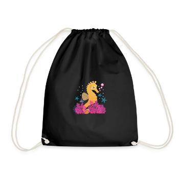 Seahorse seahorse - Drawstring Bag - black - Front