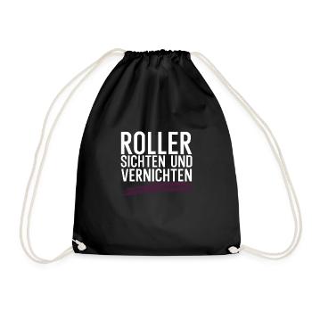 Roller sichten und vernichten - Turnbeutel - Schwarz - Vorne