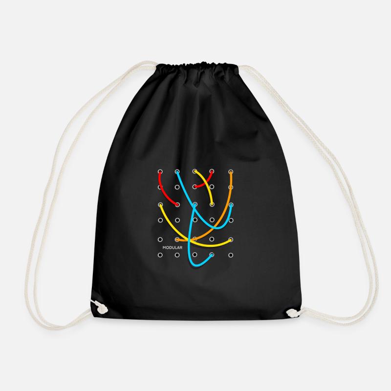 synthesizer modular - Drawstring Bag - black