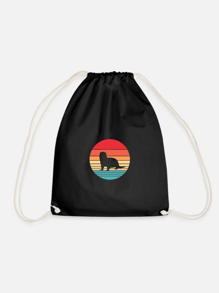 Retro otter - Drawstring Bag - black