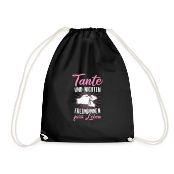 Tante & Nichte zweifache Tante Patentante Geschenk - Turnbeutel - Schwarz - Vorne