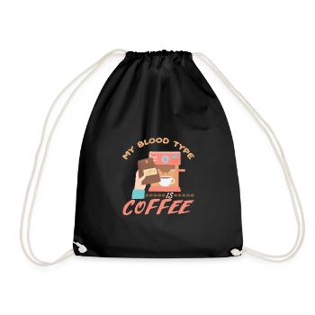 Meine Blutgruppe ist Kaffee - Turnbeutel - Schwarz - Vorne