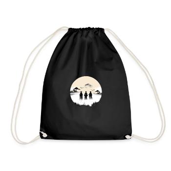 Japanese vintage art - Otaku Warrior Desig - Drawstring Bag - black - Front