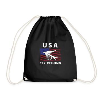 USA Fliegenfischen - Turnbeutel - Schwarz - Vorne