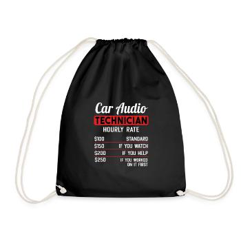 Car Audio Techniker Stundensatz - Turnbeutel - Schwarz - Vorne