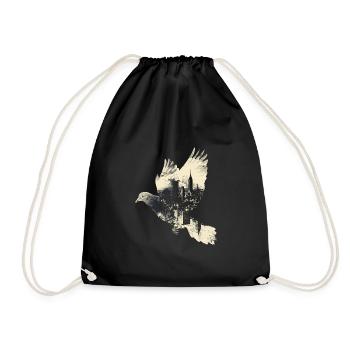 pigeon pigeon bird pigeon fancier flying - Drawstring Bag - black - Front