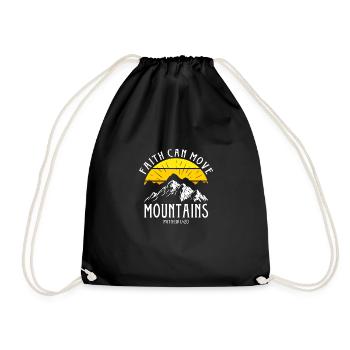 Faith can move Mountains, Christian gift. - Drawstring Bag - black - Front