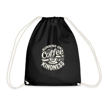 Laufen mit Kaffee und Freundlichkeit - Turnbeutel - Schwarz - Vorne