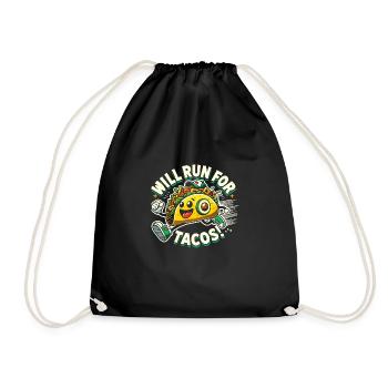 Will Run für Tacos - Turnbeutel - Schwarz - Vorne