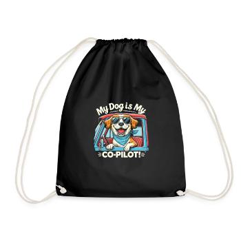 Mein Hund ist mein Co-Pilot - Turnbeutel - Schwarz - Vorne