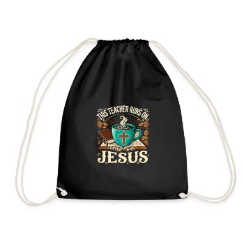 Dieser Lehrer lebt von Kaffee und Jesus - Turnbeutel - Schwarz - Vorne