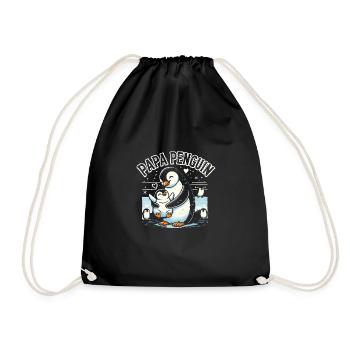 Papa Pinguin - Turnbeutel - Schwarz - Vorne