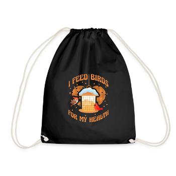 I feed Birds for my Health - Drawstring Bag - black - Front