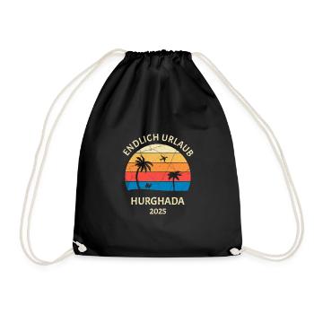 Hurghada Urlaub 2025 Ägypten Reise - Turnbeutel - Schwarz - Vorne