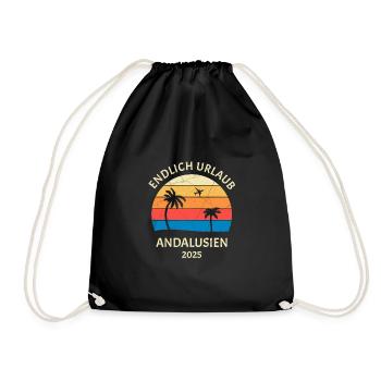 Andalusien Urlaub 2025 Spanien Reise - Turnbeutel - Schwarz - Vorne