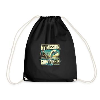 Meine Mission ist Angeln gehen - Turnbeutel - Schwarz - Vorne