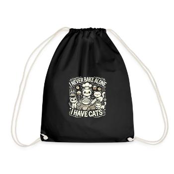 Ich backe nie allein, ich habe Katzen - Turnbeutel - Schwarz - Vorne