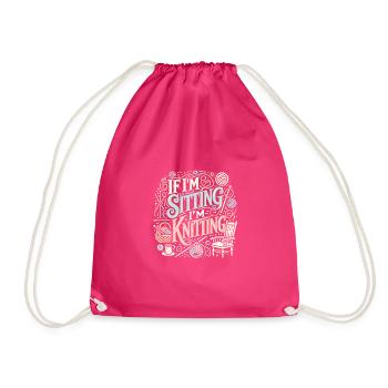Wenn ich sitze, dann stricke ich - Turnbeutel - Fuchsia - Vorne
