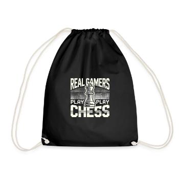 Echte Gamer spielen Schach - Turnbeutel - Schwarz - Vorne