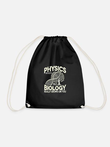 Physik regiert, aber Biologie wächst einem - Turnbeutel - Schwarz