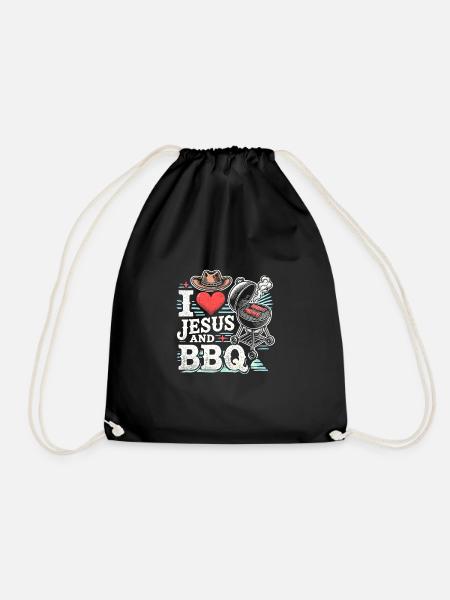 Ich liebe Jesus und BBQ - Turnbeutel - Schwarz